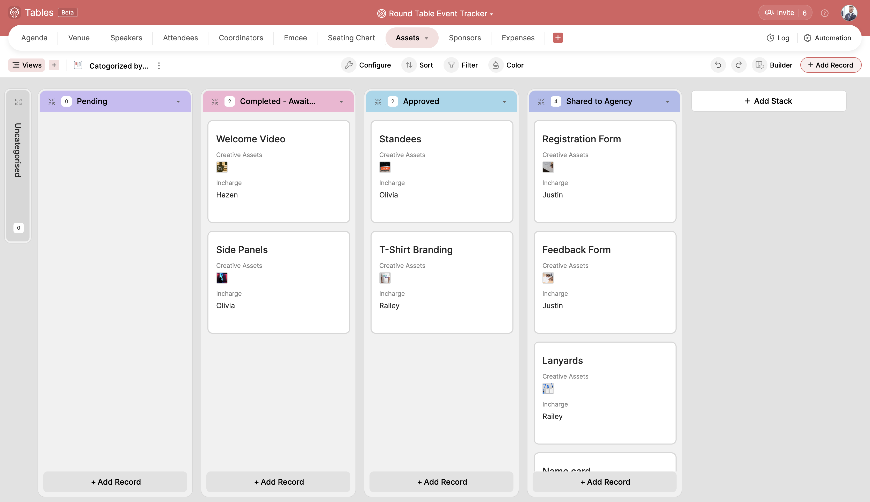 Zoho Tables Data View
