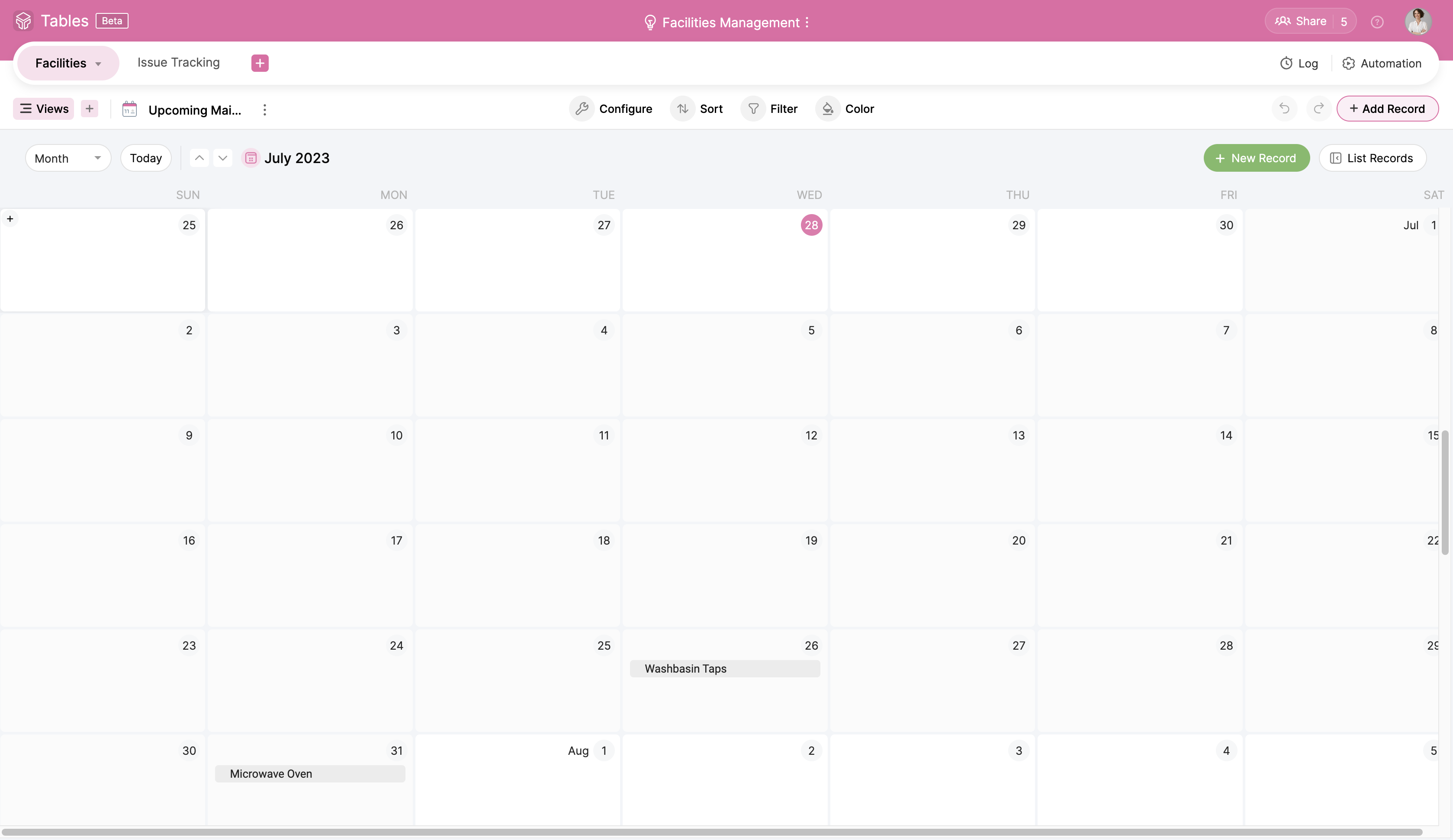 Zoho Tables Data View