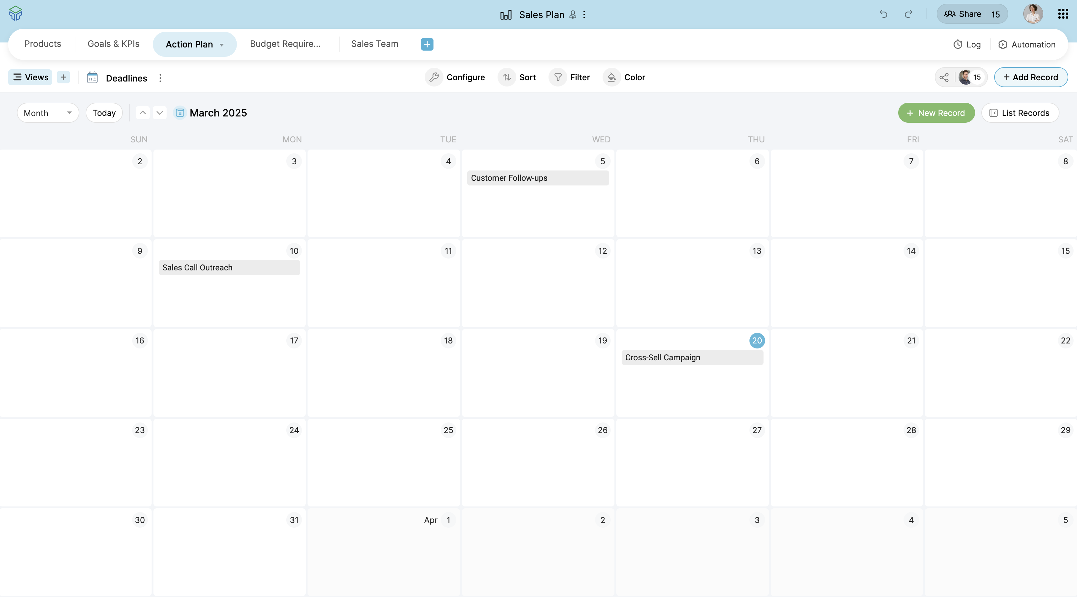 Zoho Tables Data View