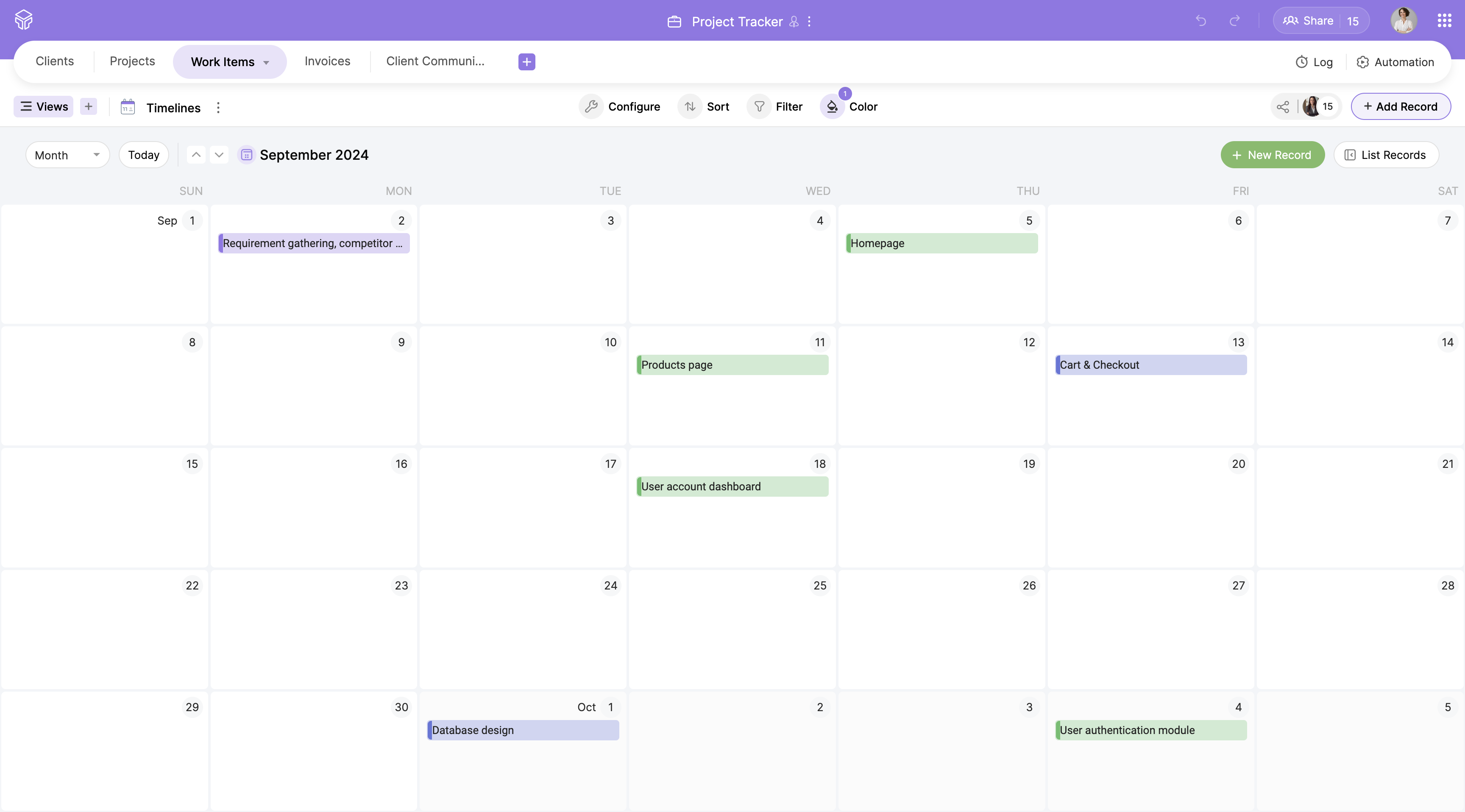 Zoho Tables Data View